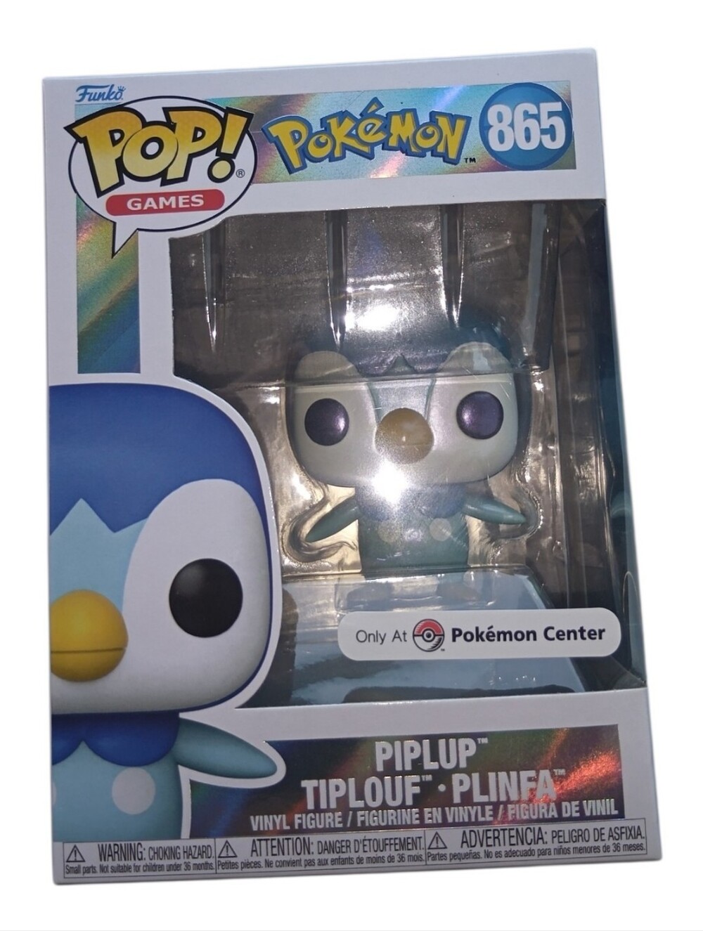 Funko Pop! Games Pearlescent Piplup Pokemon Center Exclusive # 865 Vinyl Figure
